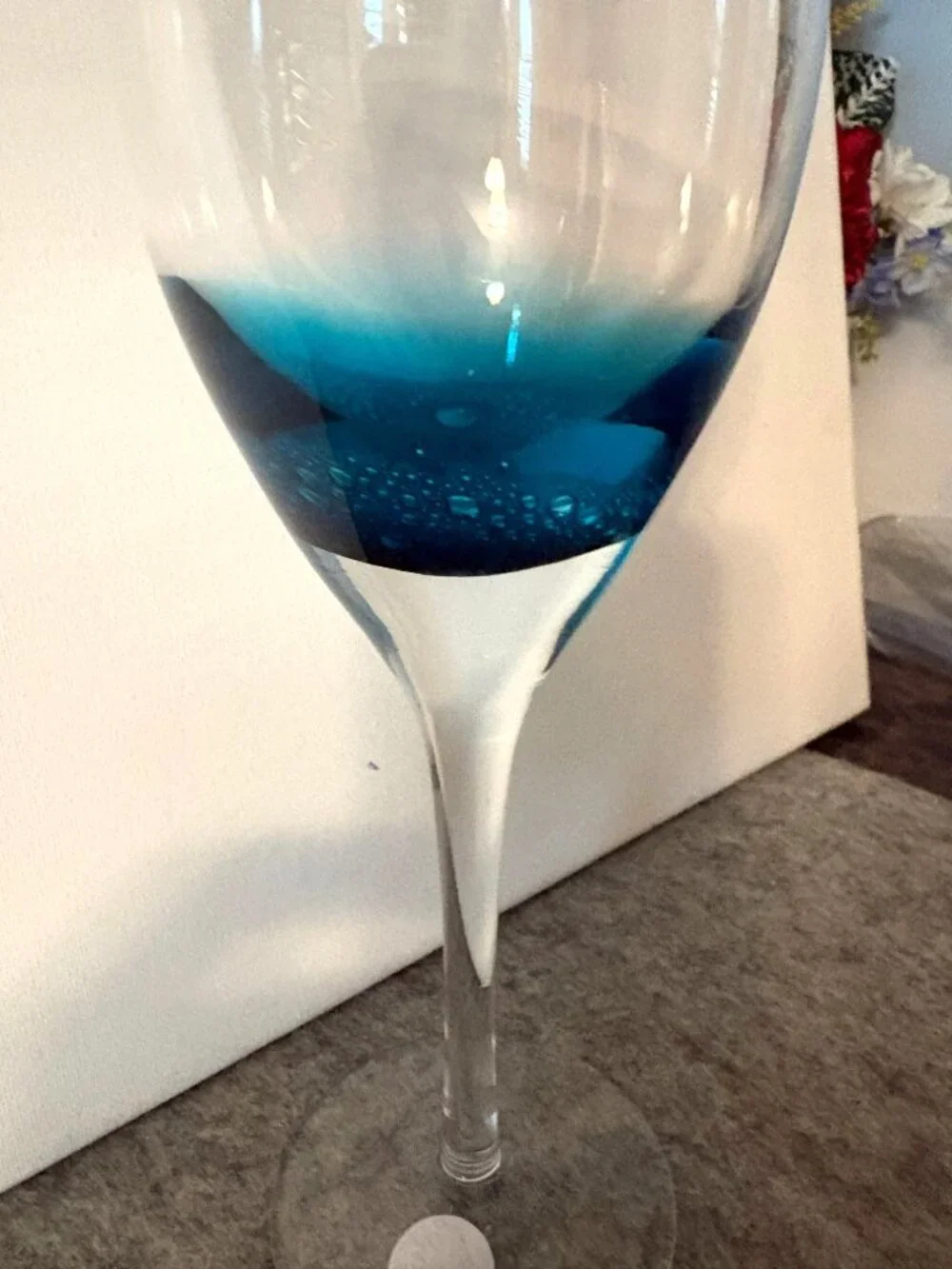 Pier 1 Handblown Teal Crackle Glass 9.25